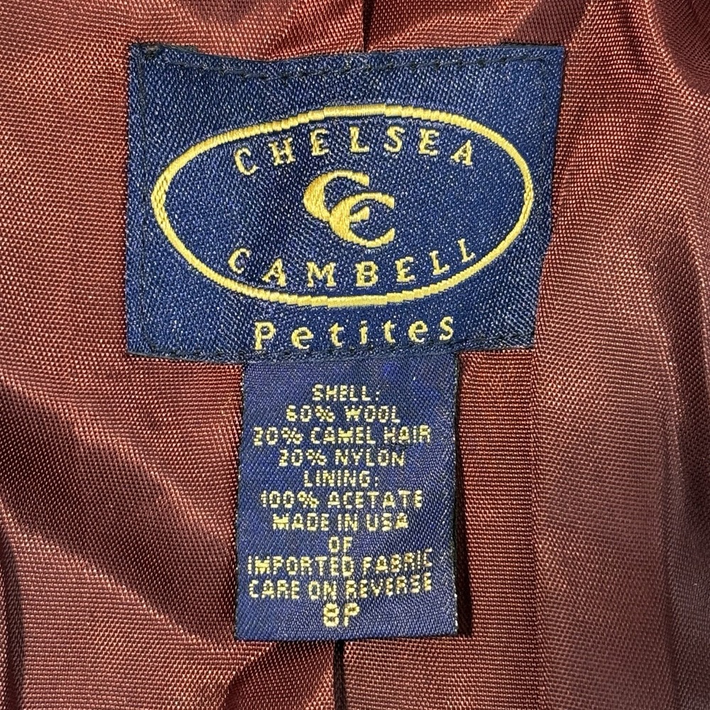 Chelsea Campbell Womens Wool Blend Blazer 8 Petite  Navy Plaid Vintage Preppy - Picture 4 of 10